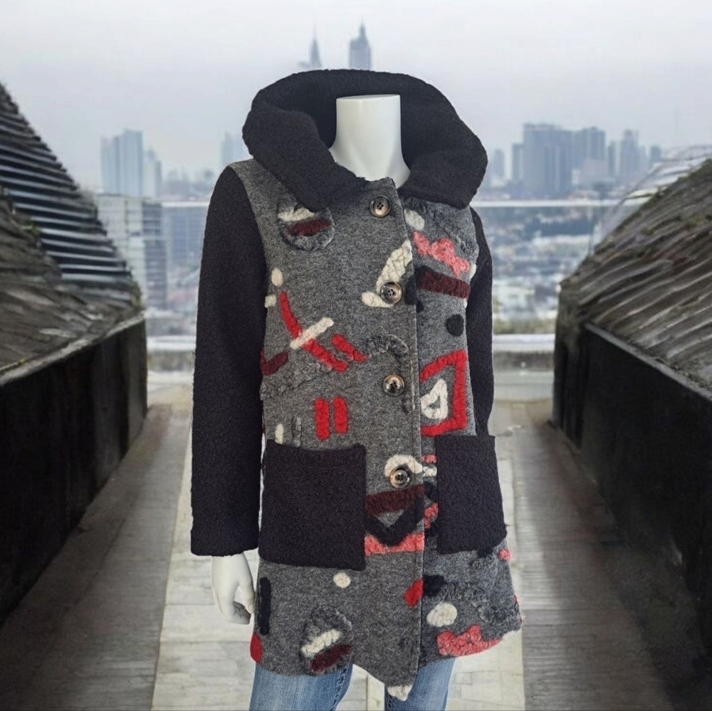 Via Vitale Italian Wool Cardigan Made In Italy Wool Women's Sweater Size S Coat